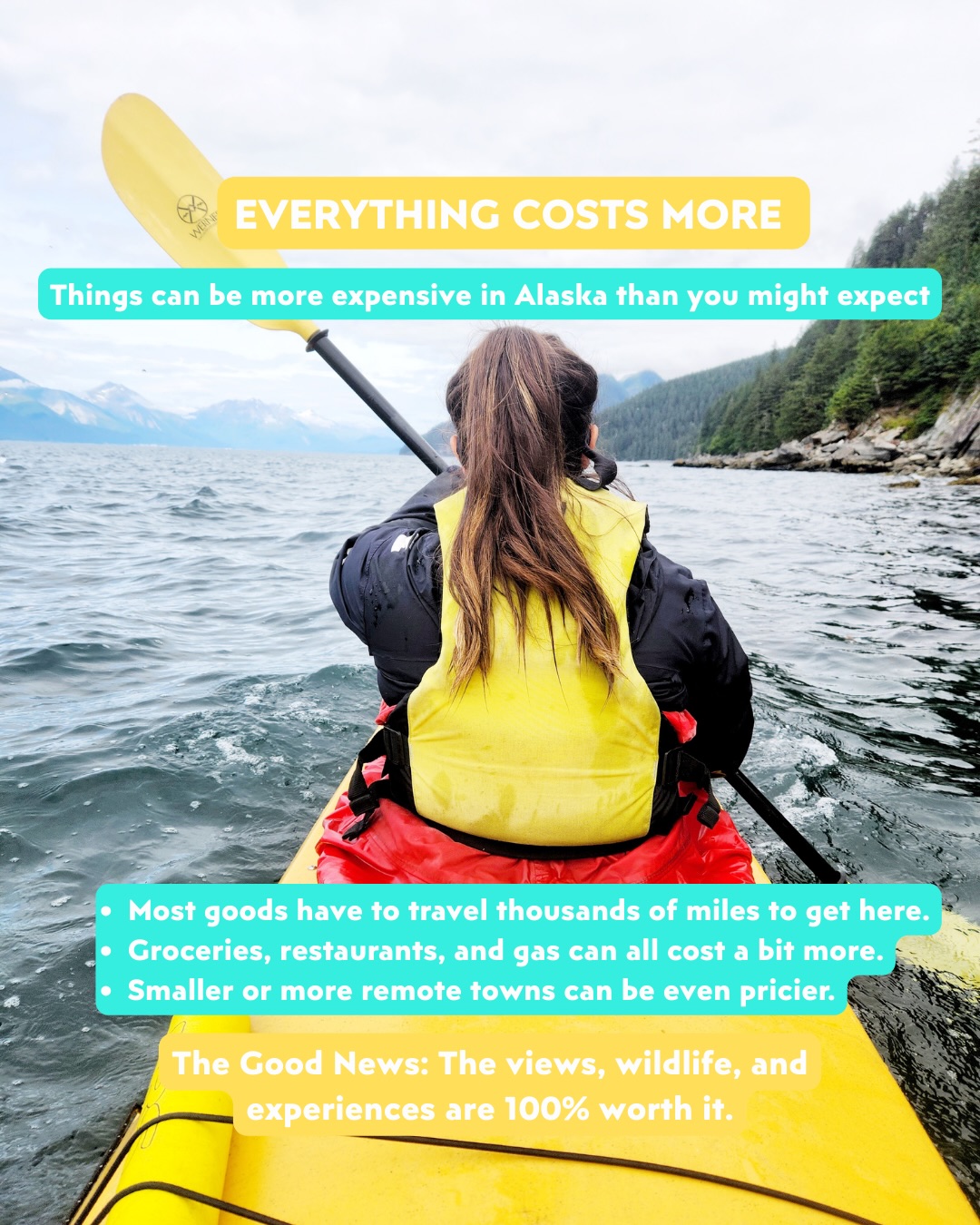 💙 Save this for your Alaska trip!
Planning a summer trip to Alaska? These Alaska travel tips will help you make the most of your Alaskan adventure!
🏔️ Alaska is massive. You won’t see it all—slow travel is the best way to experience Alaska’s mountains, glaciers, and small towns.
🌦️ Alaska weather changes fast. Sun, rain, and wind can all happen in one afternoon, so flexible Alaska travel planning is key.
🌞 The midnight sun in Alaska means long days for hiking, wildlife viewing, and scenic drives—bring a sleep mask.
🧥 Layers are essential for Alaska packing. Summer temperatures can shift quickly—even in July.
💰 Expect higher Alaska travel costs. Gas, groceries, and dining cost more because everything travels thousands of miles.
🐻 Alaska wildlife safety matters. Moose, bears, and eagles are incredible, but always keep your distance.
🚗 Alaska road trips take longer than expected. Fill up your tank often and enjoy the scenic drives.
#alaskatravel #visitalaska #summerinalaska #alaskaroadtrip #alaskatraveltips